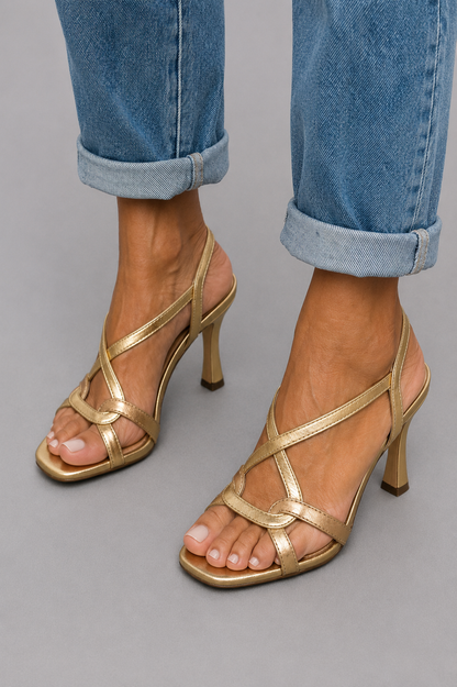 Louise – Elegant Gold-Heeled Sandals