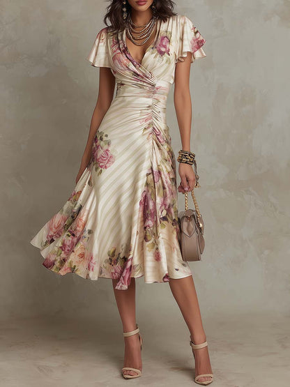 Alba - Robe Midi Florale Rétro Élégante