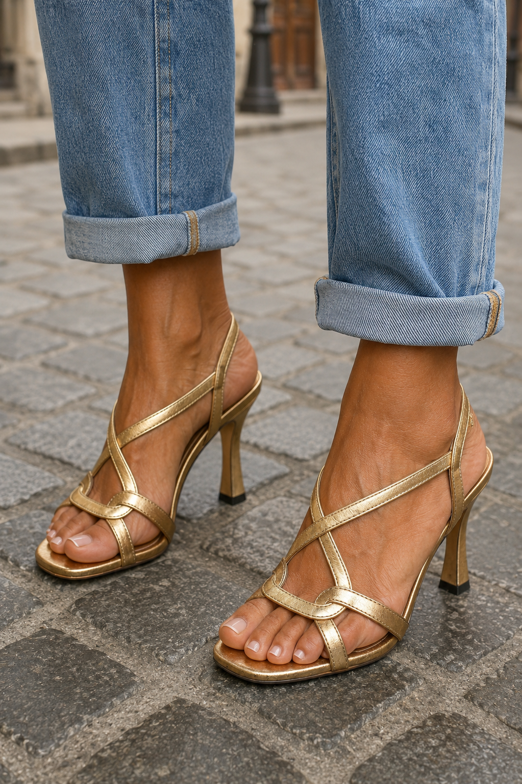 Louise – Elegant Gold-Heeled Sandals