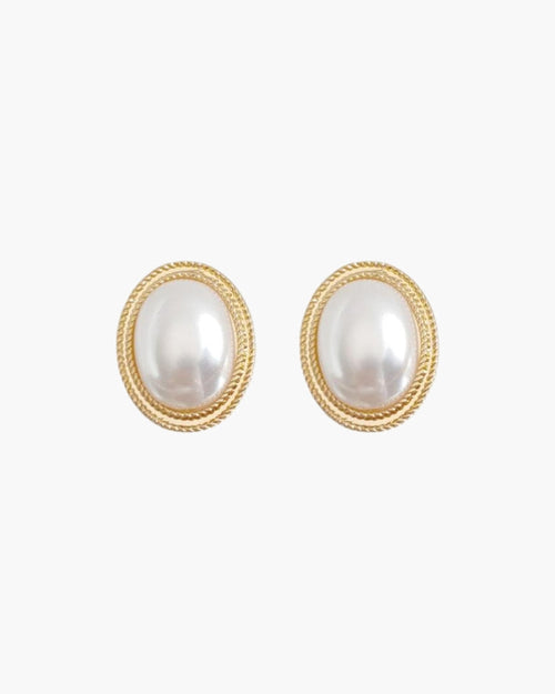 Rosalie Oval Pearl Studs
