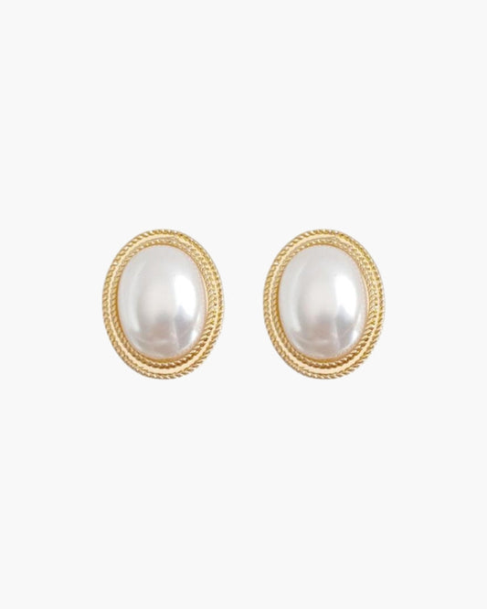 Rosalie Oval Pearl Studs