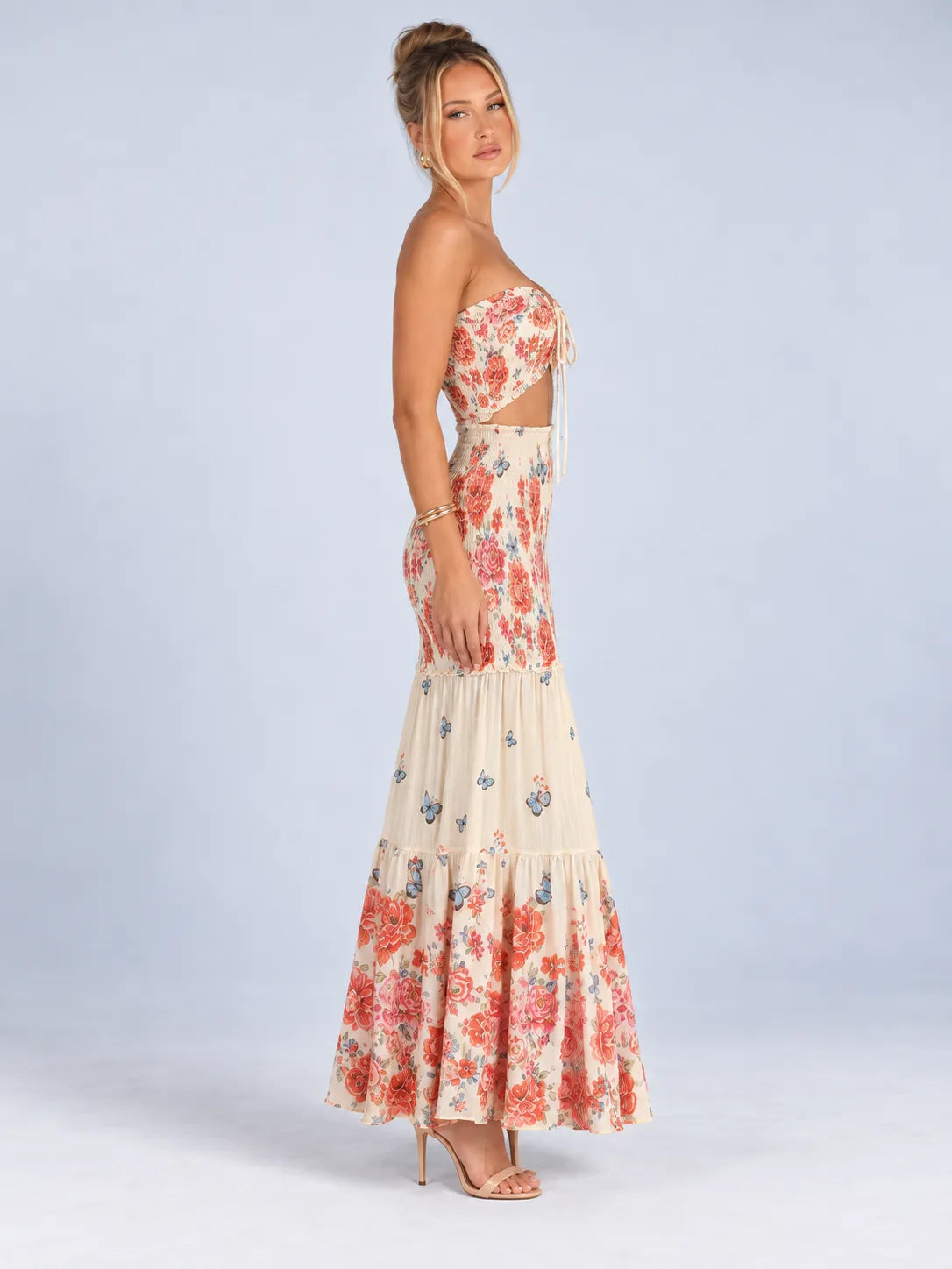 Olivia - Floral Cutout Maxi Dress
