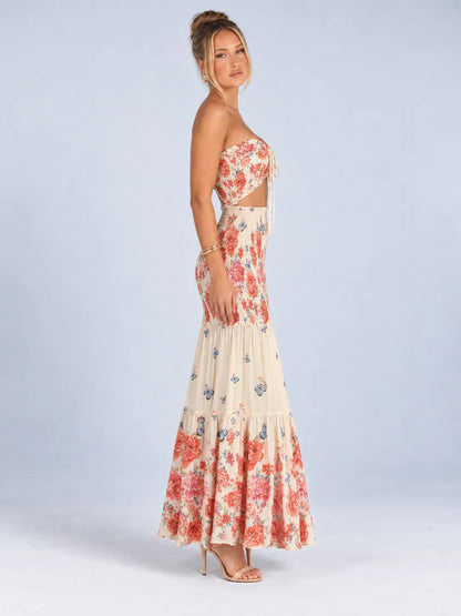 Olivia - Floral Cutout Maxi Dress