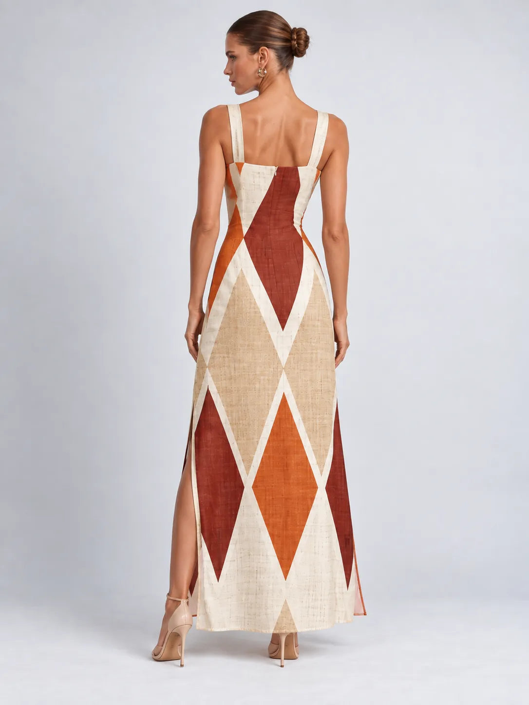Jenny - Geometric Linen-Blend Maxi Dress