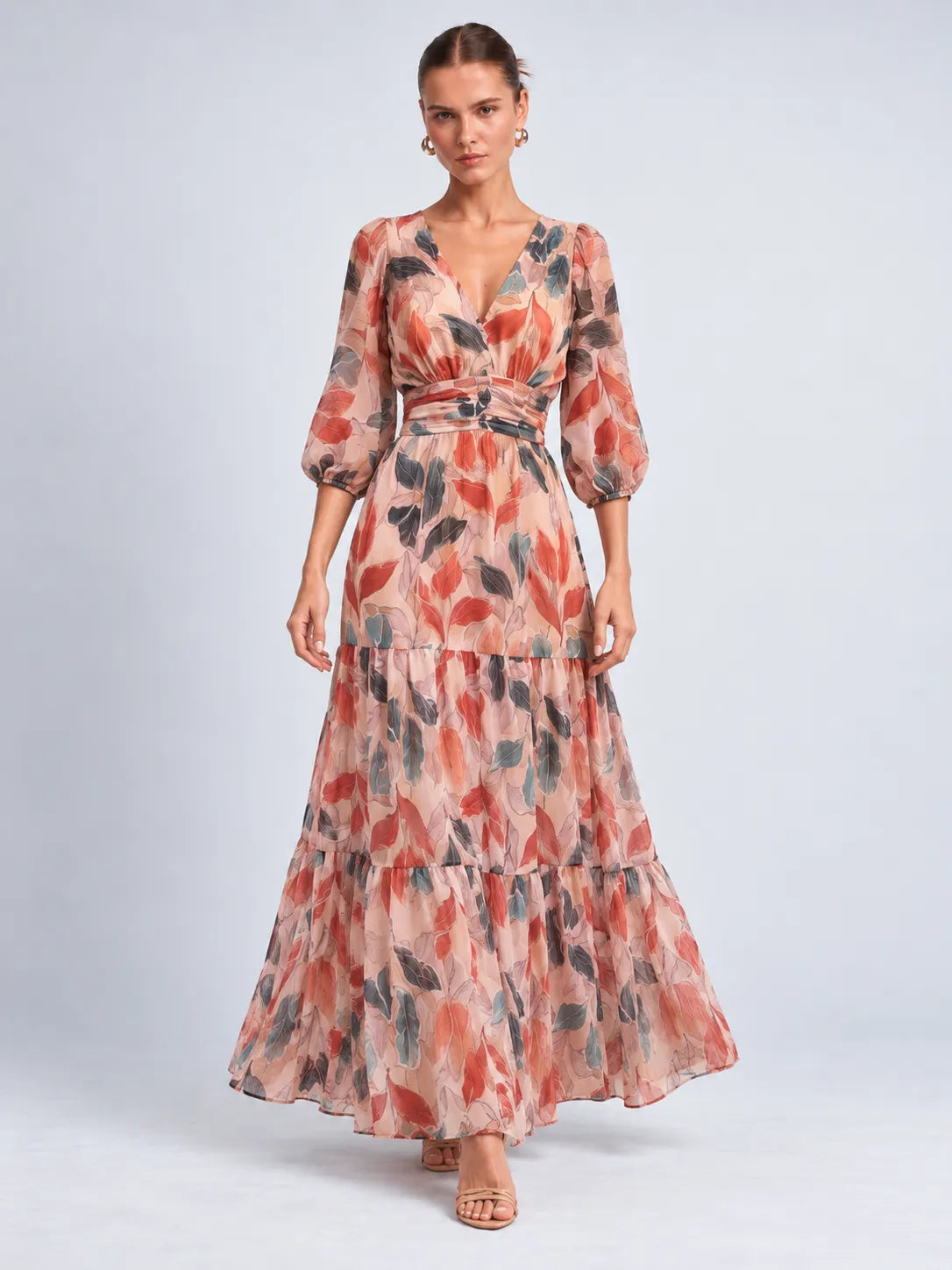 Lucy - Autumn Leaf Wrap Maxi Dress