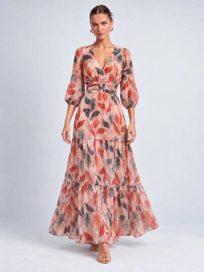 Lucy - Autumn Leaf Wrap Maxi Dress