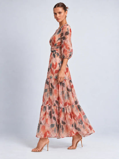 Lucy - Autumn Leaf Wrap Maxi Dress