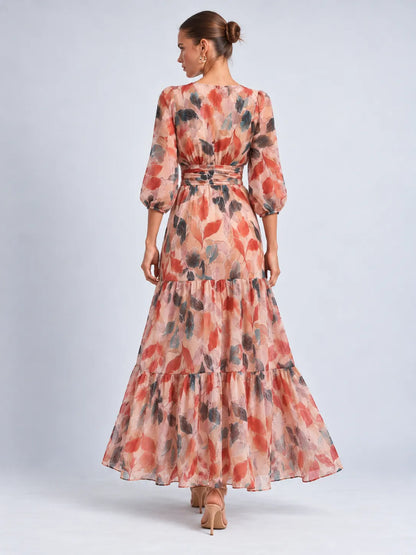 Lucy - Autumn Leaf Wrap Maxi Dress