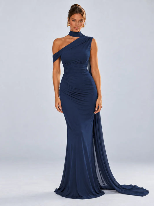 Evelyn - One-Shoulder Draped Formal Maxi Dress 3